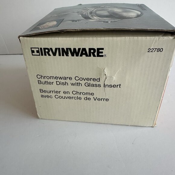 VTG NIOB IRVINWARE 1980s Chromeware Covered Butter Dish Glass Insert Retro 22780 - Picture 12 of 15